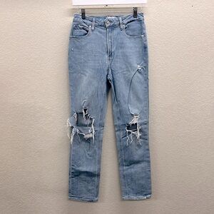 Paige Jeans Sarah Slim Distressed Light Wash Jeans 27